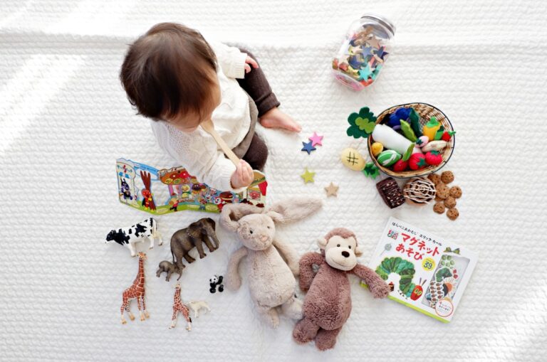 Happy baby playing during awake time